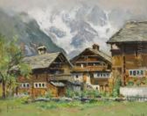 Paesaggio Montano Con Baite Oil Painting by Giovanni Colmo