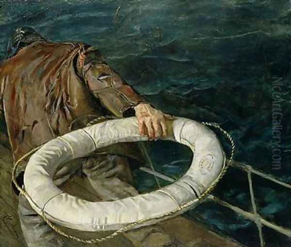 Man Overboard Oil Painting by Christian Krohg