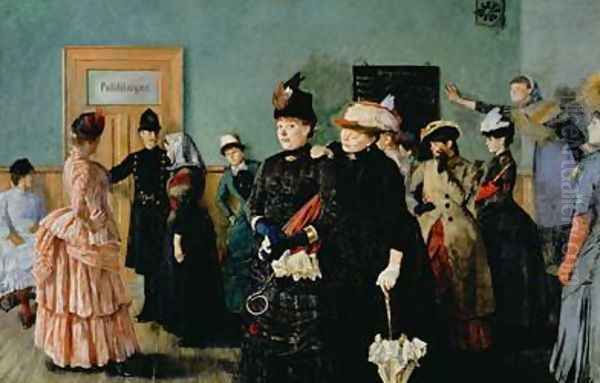 Albertine at the Police Doctors waiting room Oil Painting by Christian Krohg