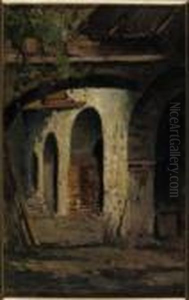 Cortile Di Cascinale Oil Painting by Giovanni Colmo