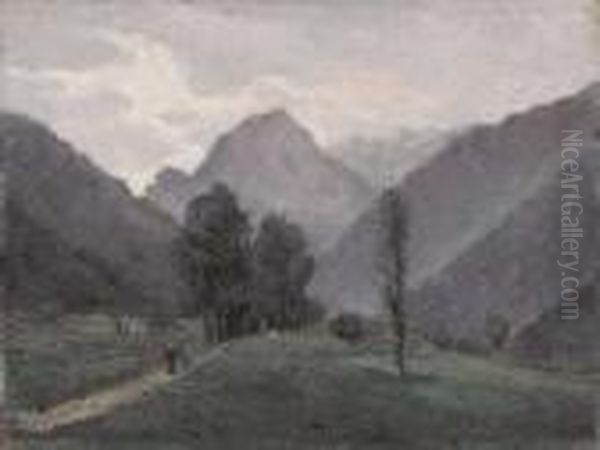 Paesaggio Montano Con Figure Oil Painting by Giovanni Colmo