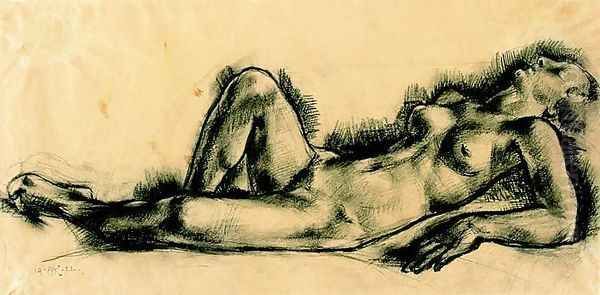 Nude Reclining 1922 Oil Painting by Erzsebet Korb