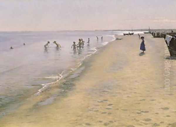 Summer Day at the South Beach of Skagen Oil Painting by Peder Severin Kroyer