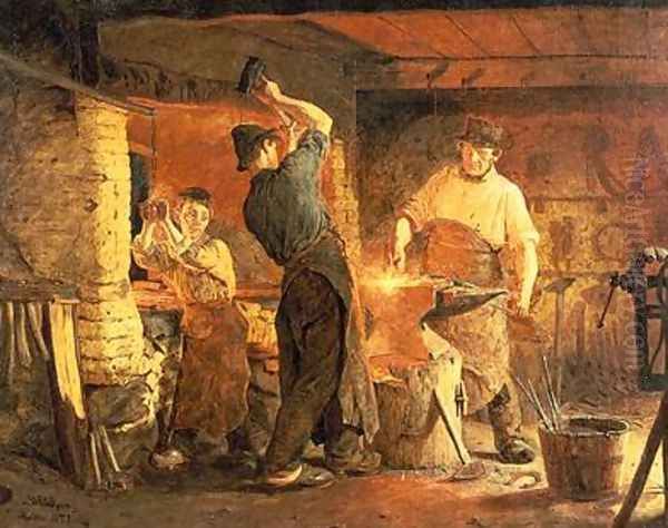 The Forge Oil Painting by Peder Severin Kroyer