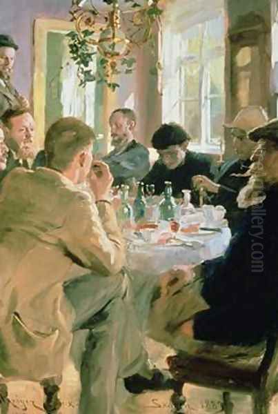 Lunchtime Oil Painting by Peder Severin Kroyer