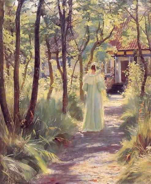 Marie in the Garden Oil Painting by Peder Severin Kroyer