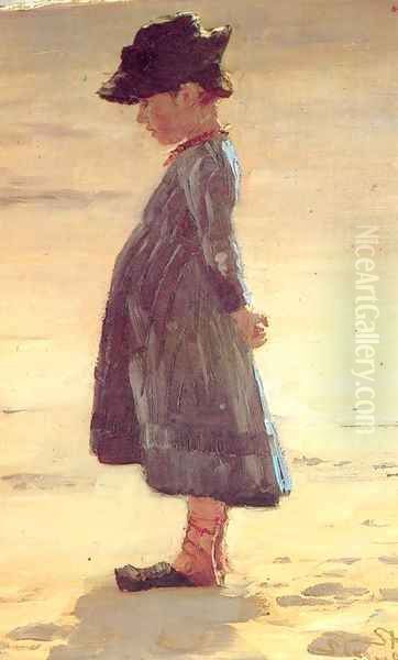 Nina en la playa Oil Painting by Peder Severin Kroyer