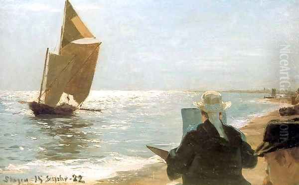 Pintores en la playa Oil Painting by Peder Severin Kroyer