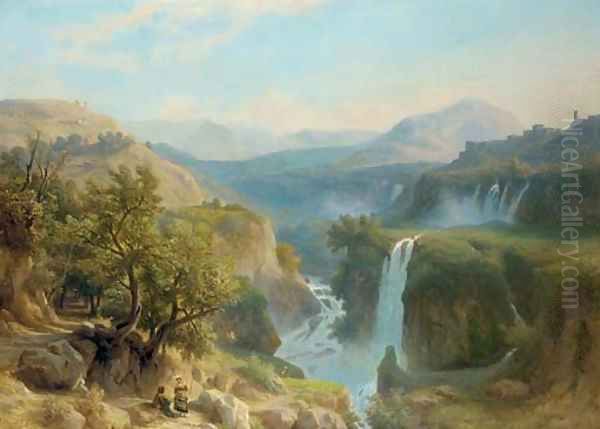 Cascades at Tivoli Oil Painting by Franz Knebel