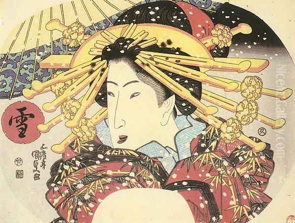 Snow 1831 Oil Painting by Utagawa Kunisada