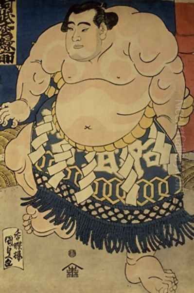 The sumo wrestler Abumatsu Rokunosuke Oil Painting by Utagawa Kunisada