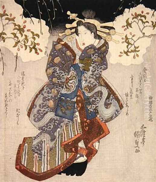 Iwai Kumesaburo II as a courtesan by Utagawa Kunisada