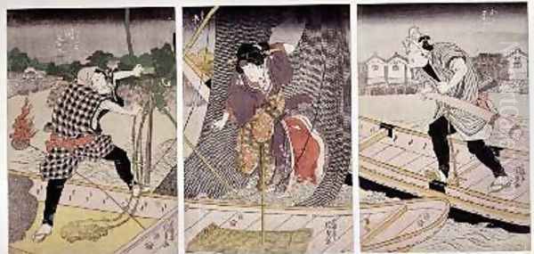 Scene from a play Oil Painting by Utagawa Kunisada