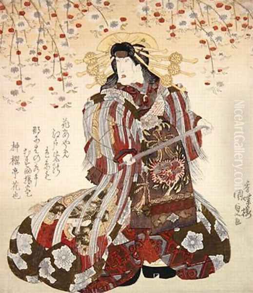 Iwai Kumesaburo II as Agemaki in Sukeroku yukari no Edo zakura Oil Painting by Utagawa Kunisada