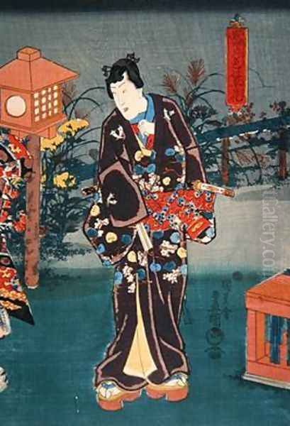 Full Moon Colour plants and flowers Oil Painting by Utagawa Kunisada