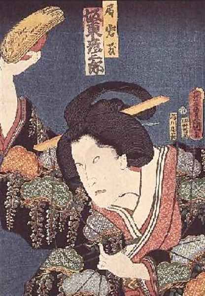 The actor Bando Hikosaburo Oil Painting by Utagawa Kunisada