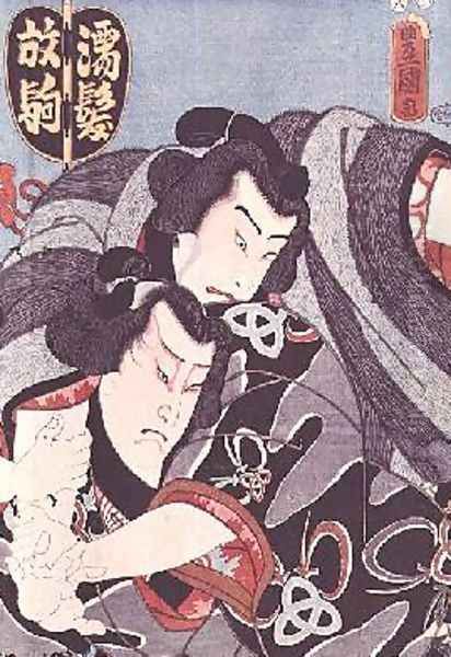 Two characters from a Kabuki play Oil Painting by Utagawa Kunisada