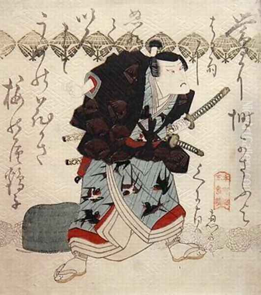 Onoe Kikugoro III as Nagoya Sanza in the Saya ate scabbards clashing scene Oil Painting by Utagawa Kunisada