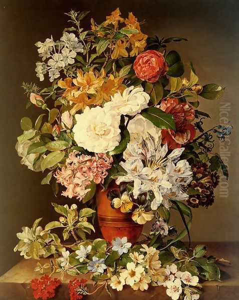 Stilleben Mit Blumen (Still life with flowers) Oil Painting by Pauline Koudelka-Schmerling