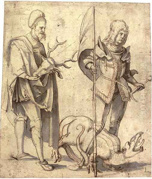 Saint Hubert and Saint George Oil Painting by Hans Suss von Kulmbach