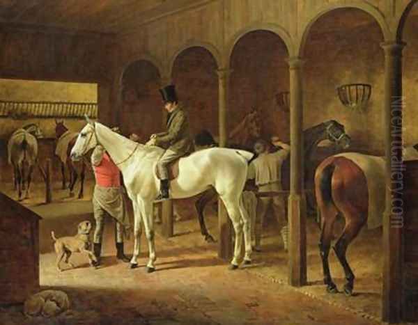 In a Stable Oil Painting by Franz Kruger