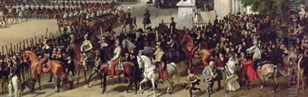 A Parade in the Operaplatz Berlin Oil Painting by Franz Kruger