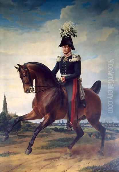 Equestrian Portrait of Frederick William III Oil Painting by Franz Kruger