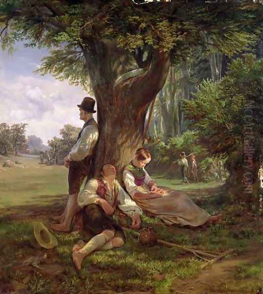 Peasants having a Siesta Oil Painting by Hermann Kauffmann