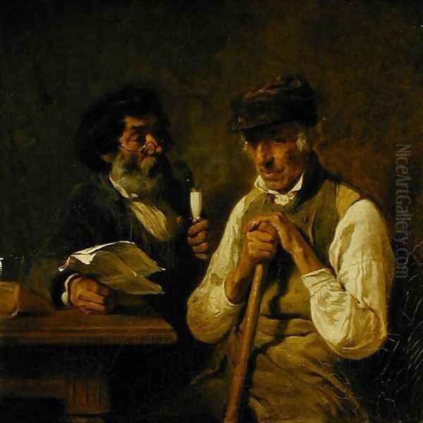 Workers Talking Politics Oil Painting by Hermann Kauffmann