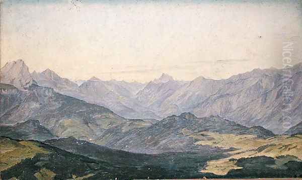 Mountain Valley in Oberbayern Oil Painting by Hermann Kauffmann