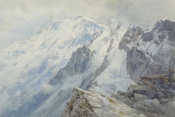 Winterliche Hochge Birgs Landschaft. Oil Painting by Edward Theodore Compton