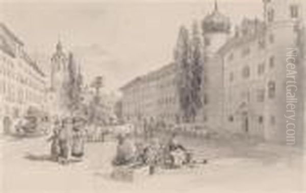 Themain Square In Lienz/ Tyrol Oil Painting by Edward Theodore Compton