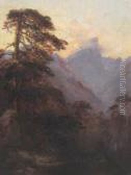 Alpine Scene Oil Painting by Edward Theodore Compton