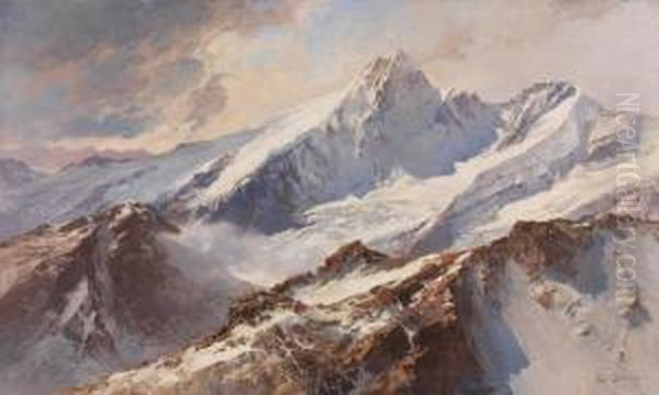 Blick Auf Den Grosglockner Vom Grosen Wiesbachhorn. Oil Painting by Edward Theodore Compton