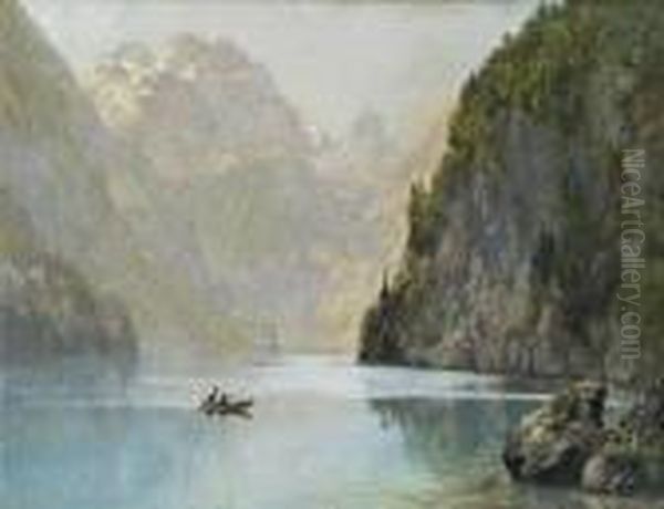 Konigssee Mit Blick Auf Den Watzmann Oil Painting by Edward Theodore Compton