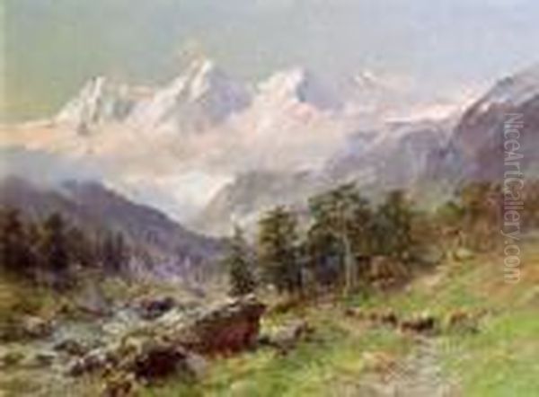 Die Mischabelgruppe Von Der Almagel-alpe Oil Painting by Edward Theodore Compton