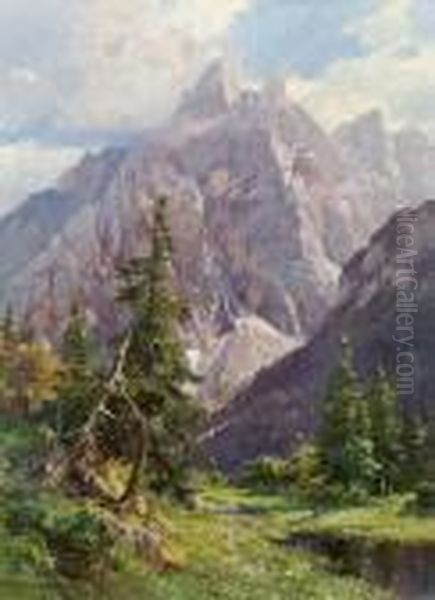 Ansicht Bei Cortina, Montecristallo (?) Oil Painting by Edward Theodore Compton