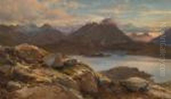 Veduta Del Fiordo Austnesfjord Sulle Isole Lofoten Oil Painting by Edward Theodore Compton