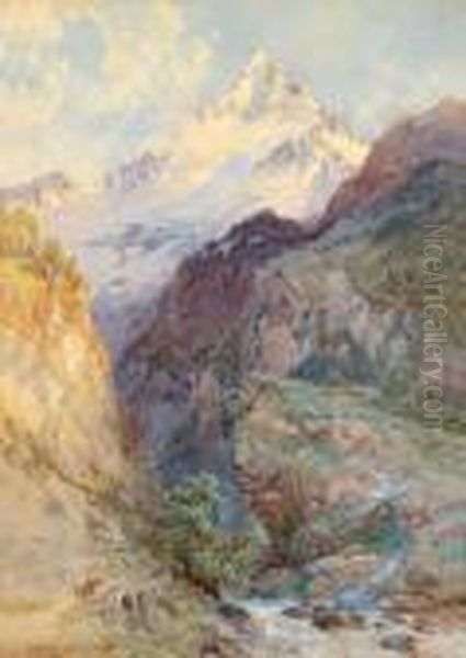 Blick Auf Die Grivela In Dengrayischen Alpen Oil Painting by Edward Theodore Compton