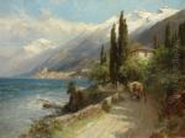 Malcesine/gardasee Oil Painting by Edward Theodore Compton