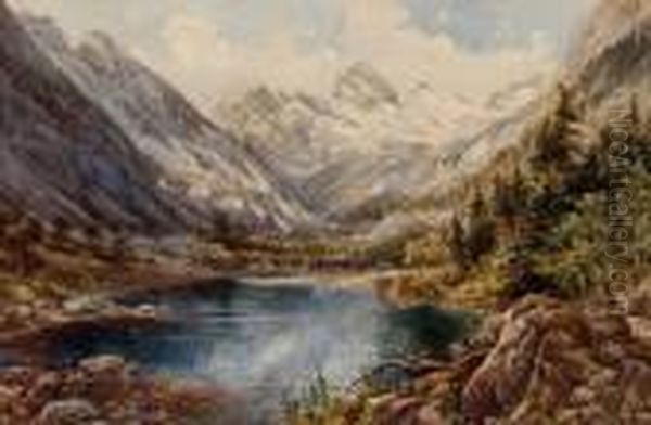 Der Hintere Gosausee Mit Blick Zum Torstein Oil Painting by Edward Theodore Compton