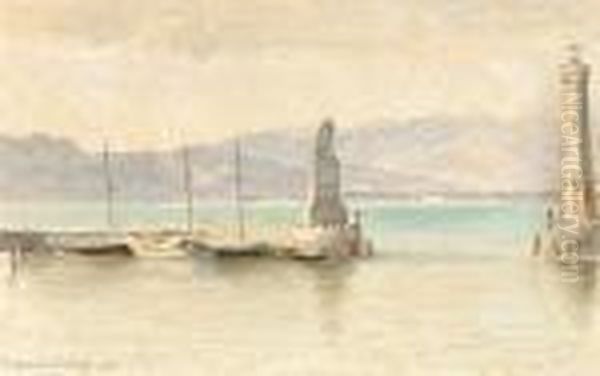 Hafen Von Lindau 1873 Oil Painting by Edward Theodore Compton