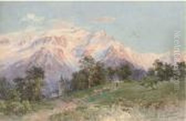 Mont Blanc From Combloux Oil Painting by Edward Theodore Compton