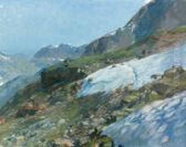 Schneefeld In Den Alpen. Oil Painting by Edward Theodore Compton