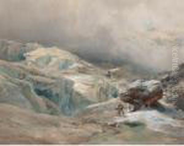 Findelen Icefall Oil Painting by Edward Theodore Compton