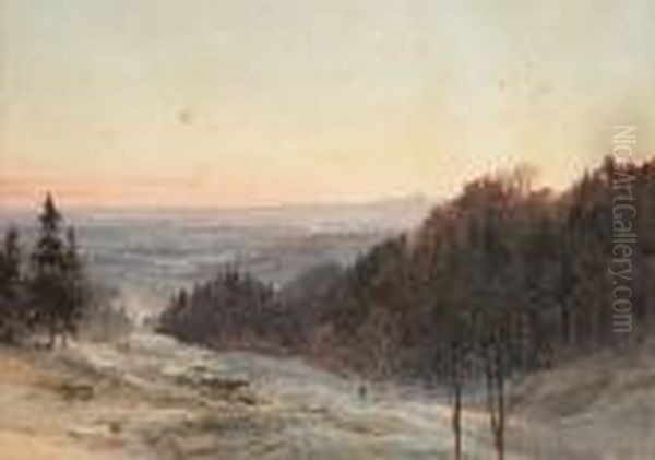 Winter Landscape Oil Painting by Edward Theodore Compton