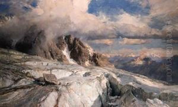 Saleinaz Glacier Oil Painting by Edward Theodore Compton