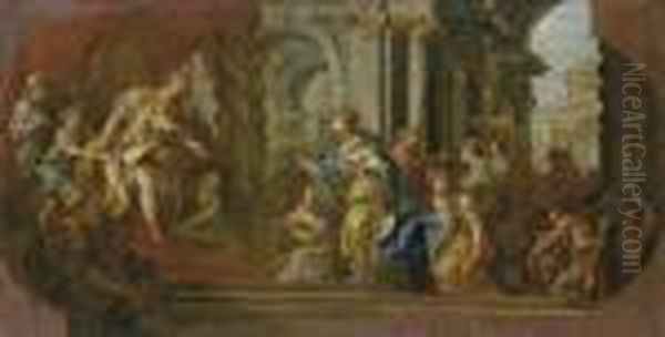 Salomone E La Regina Di Saba Oil Painting by Sebastiano Conca