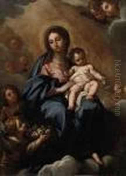 The Virgin And Child In The Clouds Surrounded By Angels Oil Painting by Sebastiano Conca