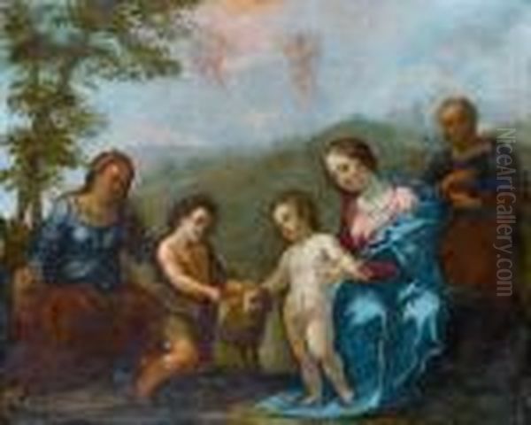 The Holy Family With The Infant Saint John The Baptist And Saint Anna by Sebastiano Conca